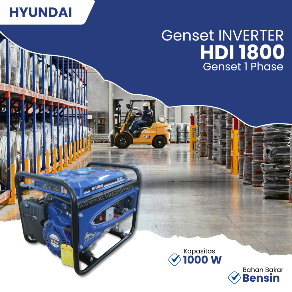 Genset Portable Hyundai 1000 Watt HDI 1800 Gasoline Engine