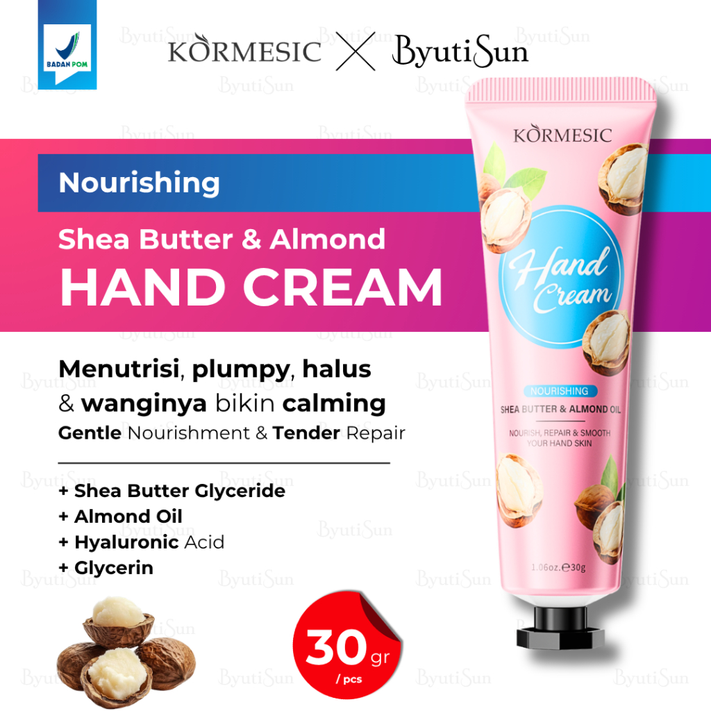 BPOM KORMESIC Shea Butter Hand Cream Almond Tangan Kasar Kering Pecah Menghaluskan Mencerahkan Melem