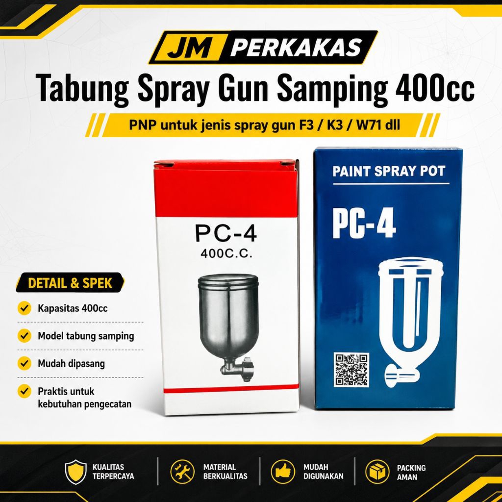 Paket set spray gun Auarita F3 + tabung cat 400 cc  pilihan nozzle 0.5 mm . 0.8 mm dan 1.0mm