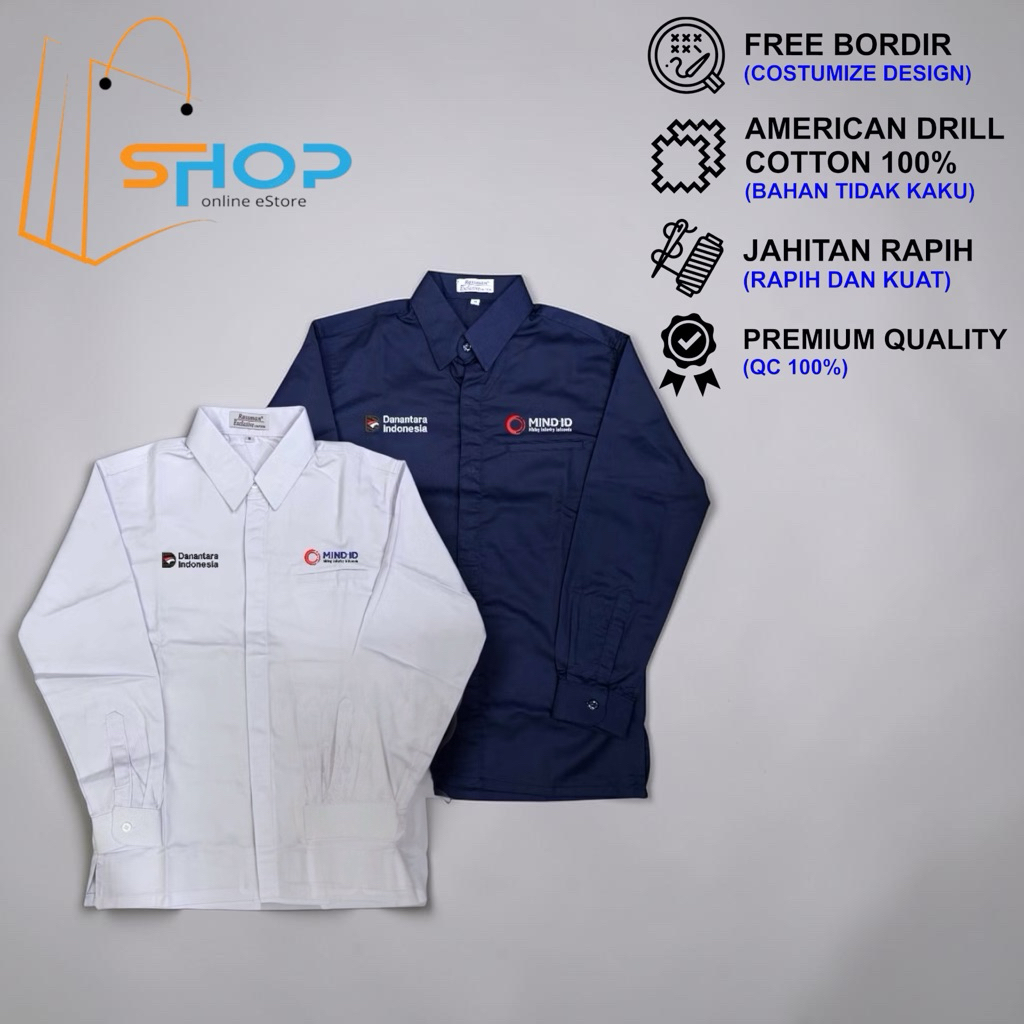 kemeja MIND ID DANANTARA INDONESIA•Baju Danantara mind id full bordir•Seragam Mind id unisex wanita 