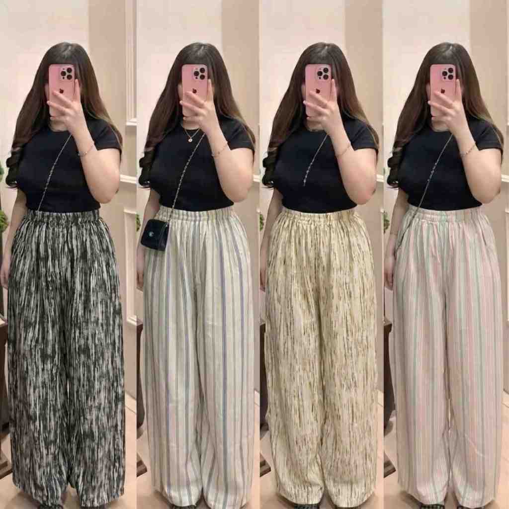 Queennur - Everyday Pants Kulot Wanita Motif Abstrak Kulot Bahan Katun Premium
