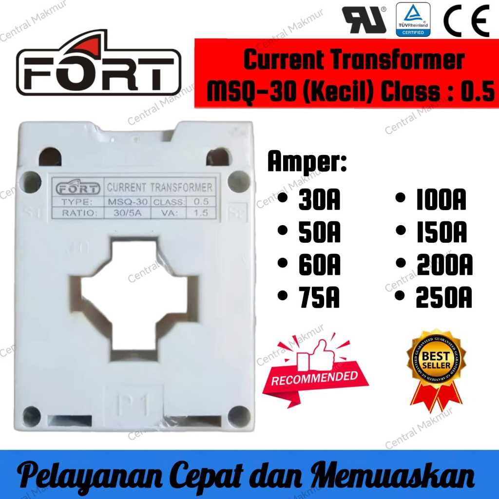 Original FORT Current Transformer MSQ-30 Kecil Putih Class 0.5 CT MSQ-30 30A 50A 60A 75A 100A 150A 2