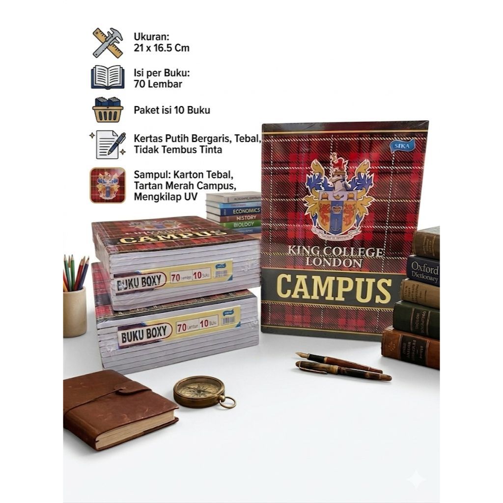 Buku Tulis BOXY Campus Batik Panjang 70 Lembar Isi 10 Buku
