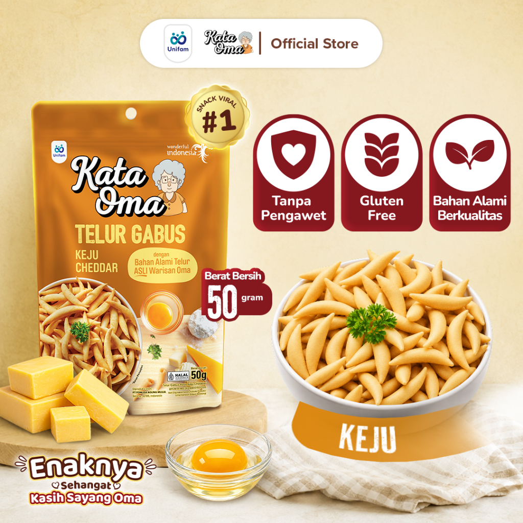 Kata Oma Telur Gabus Premium Gluten Free Keju 50g – Snack Viral Tanpa Pengawet Gurih Renyah