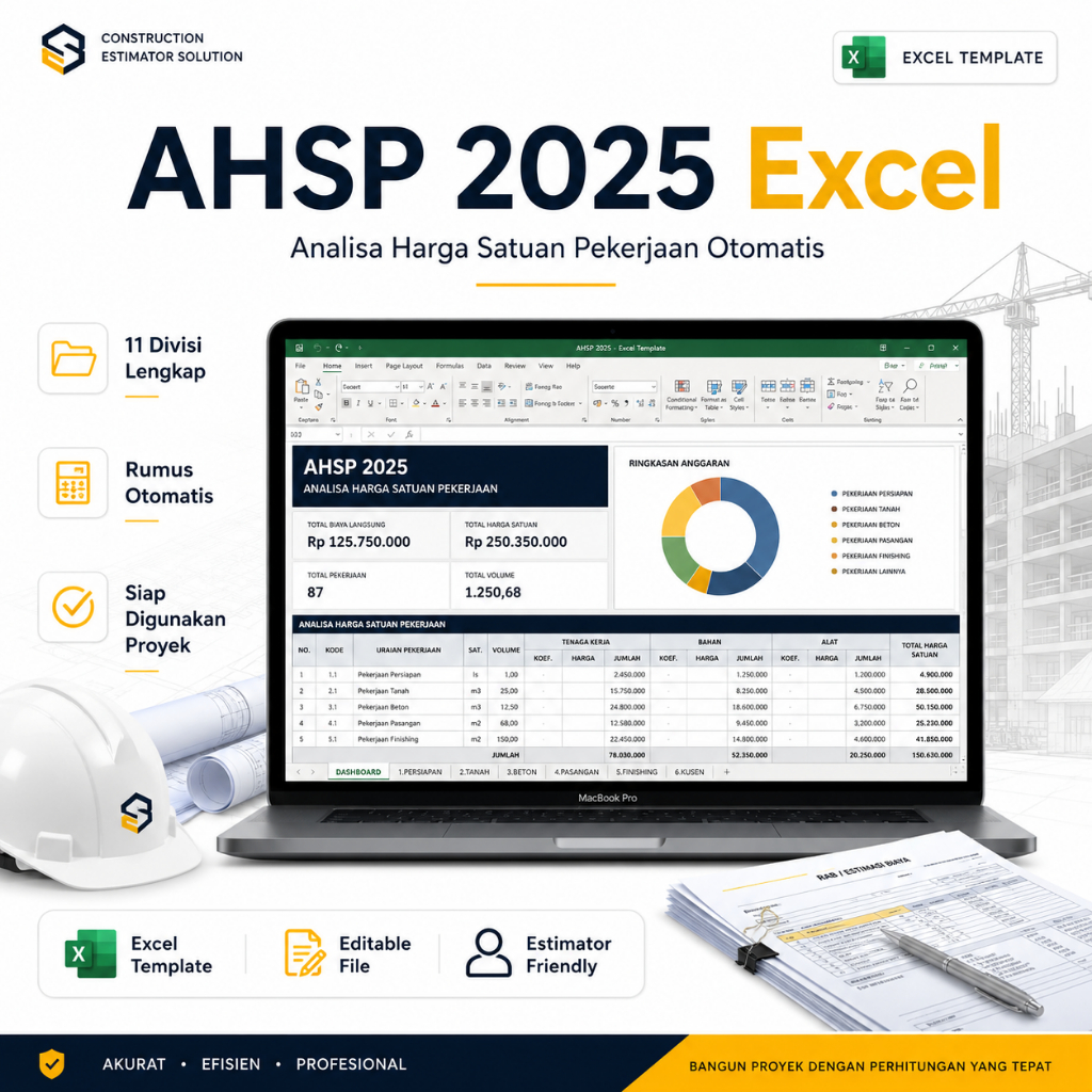 Excel Template AHSP 2025 & RAB Konstruksi – Cocok untuk Estimator & Kontraktor