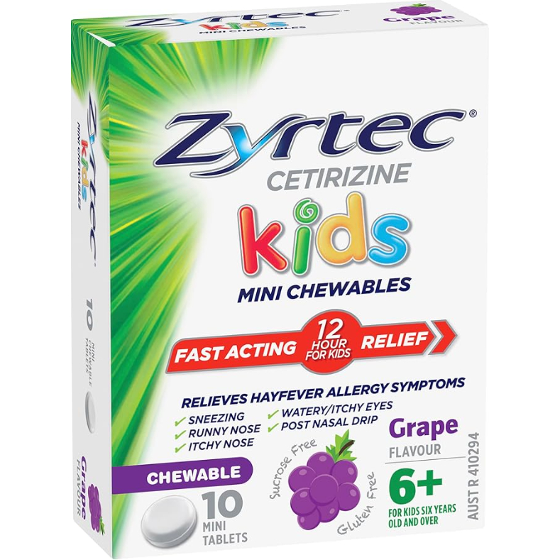 Zyrtec Grape Chewable Allergy 10 Tablets for Kids - Atasi Alergi Anak Tablet Kunyah Original