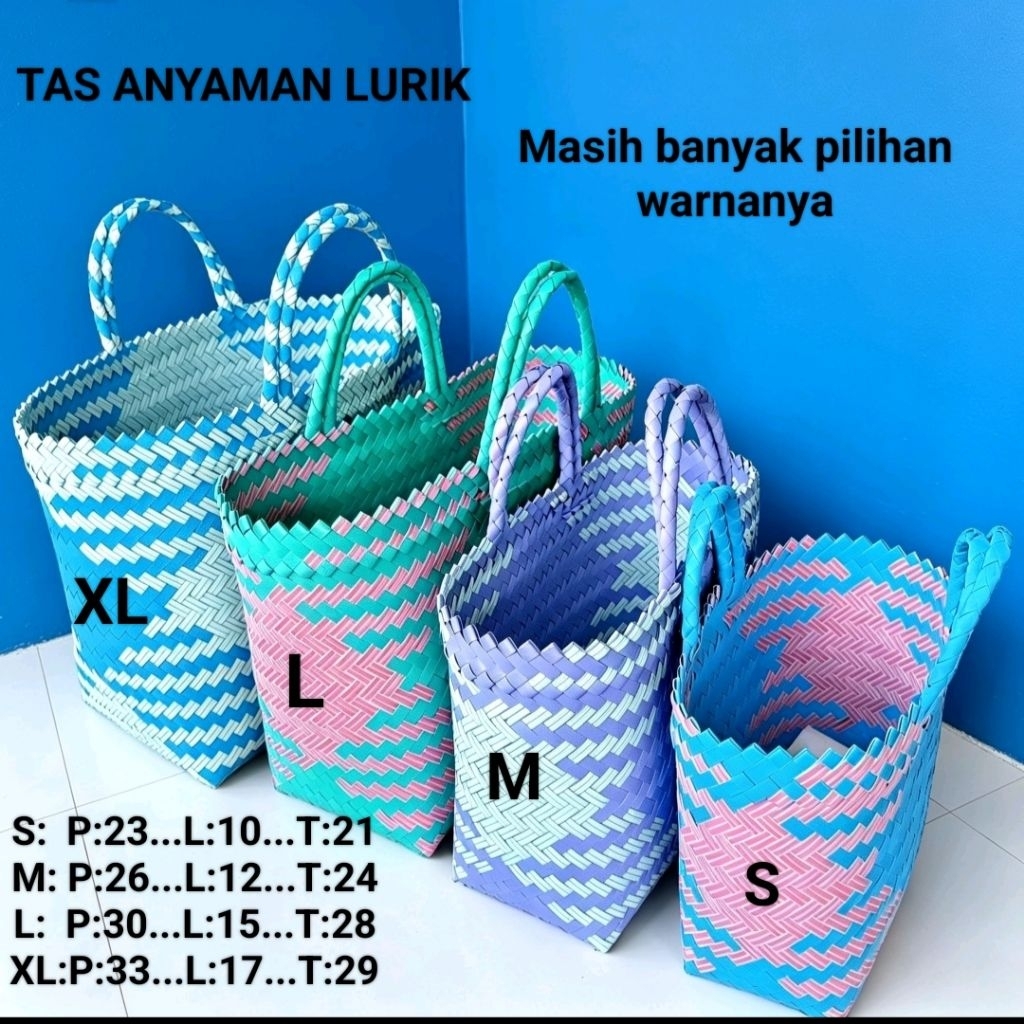 Tas Anyaman Lurik / Tas belanja / Tas sembako / Tasanyaman plastik lurik