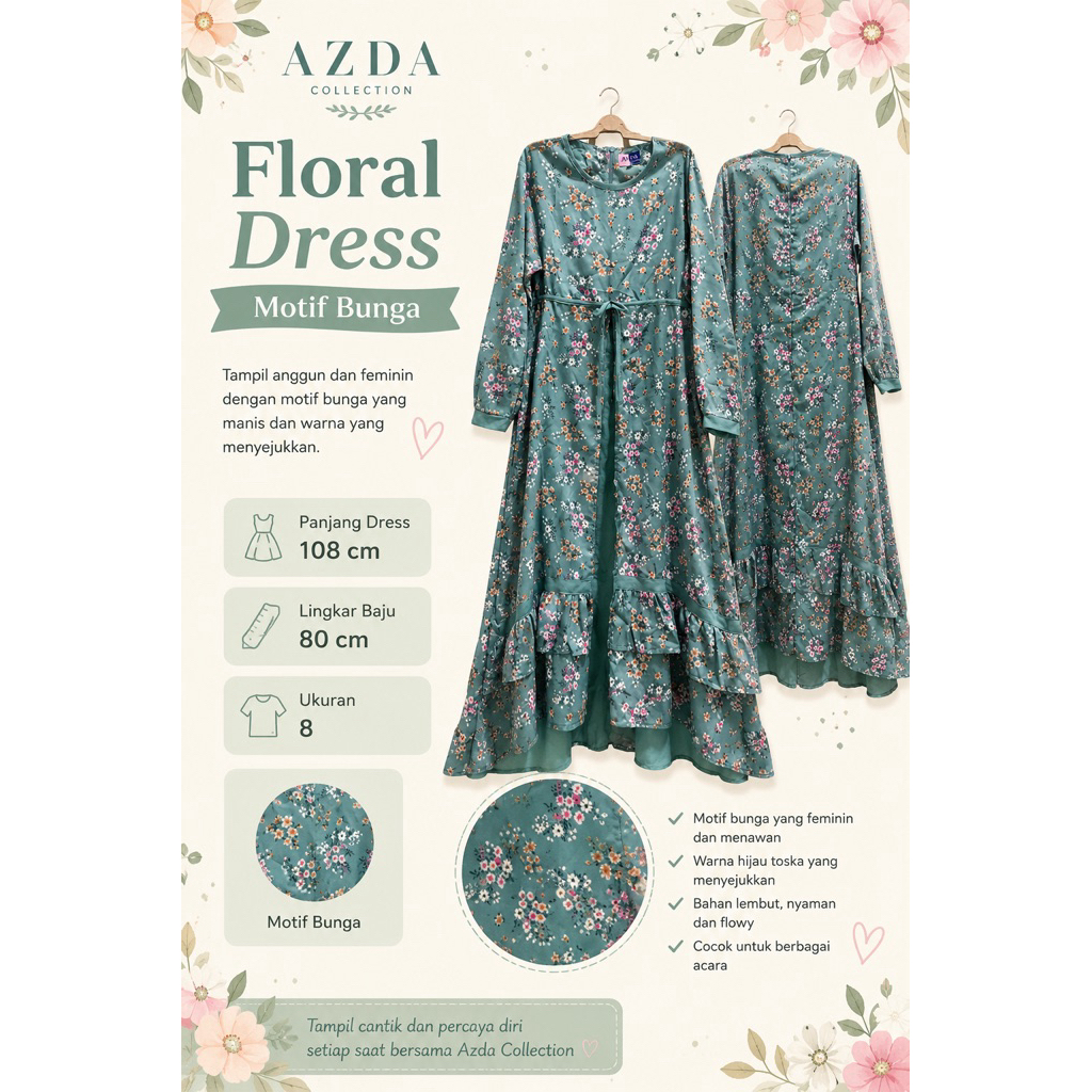 [PRELOVED] Long Dress/Baju Muslim Anak Perempuan Motif Bunga
