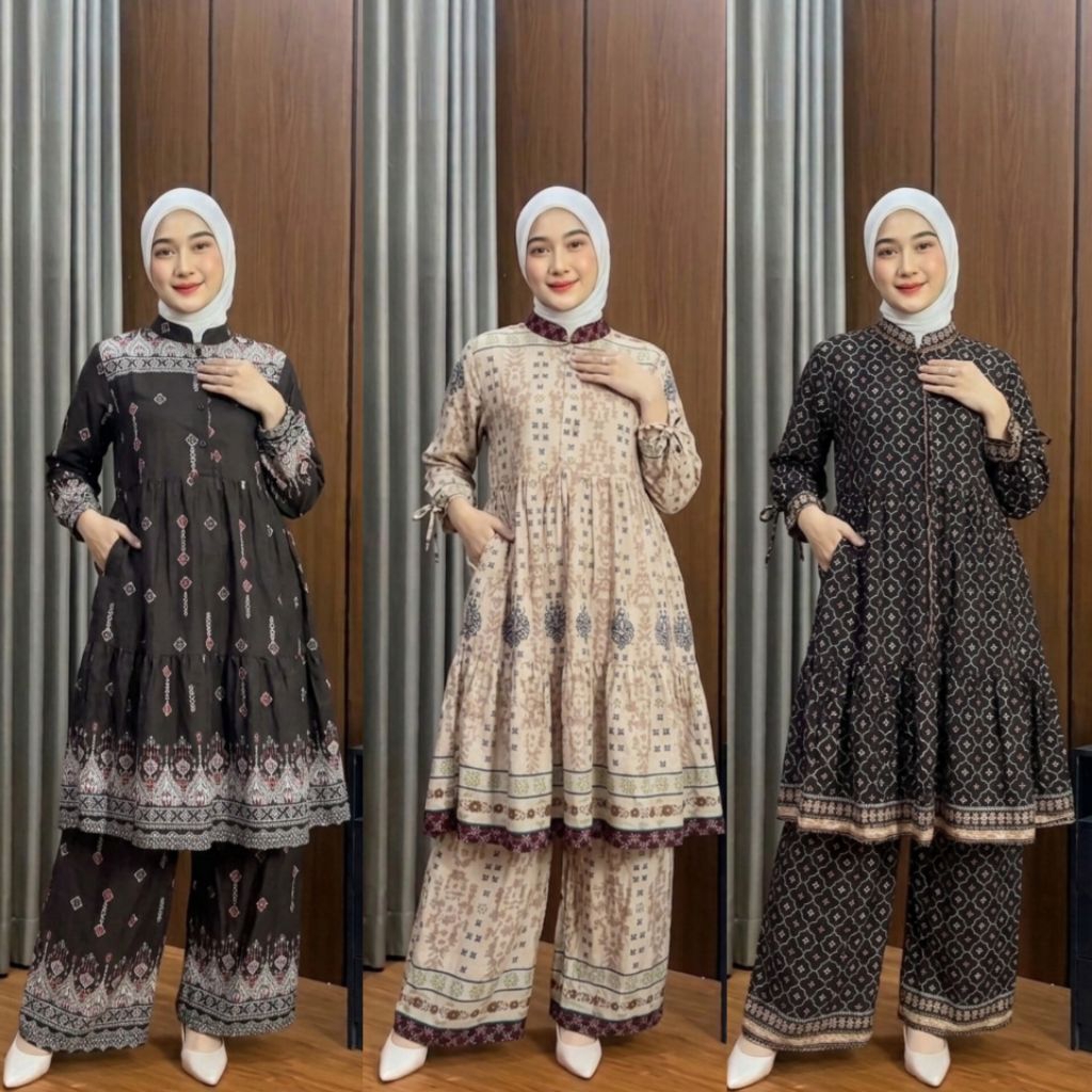 ONESET GNL/NAYA SET TUNIK/ONESET LONG TUNIK RAYON/SET TUNIK SUSUN/SETELAN RAYON TWILL