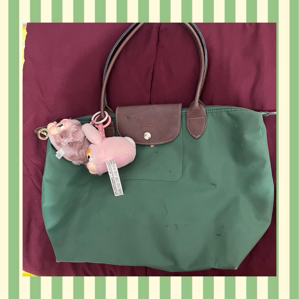 L0ngchamp le pliage (LC le pliage) medium long handle – green