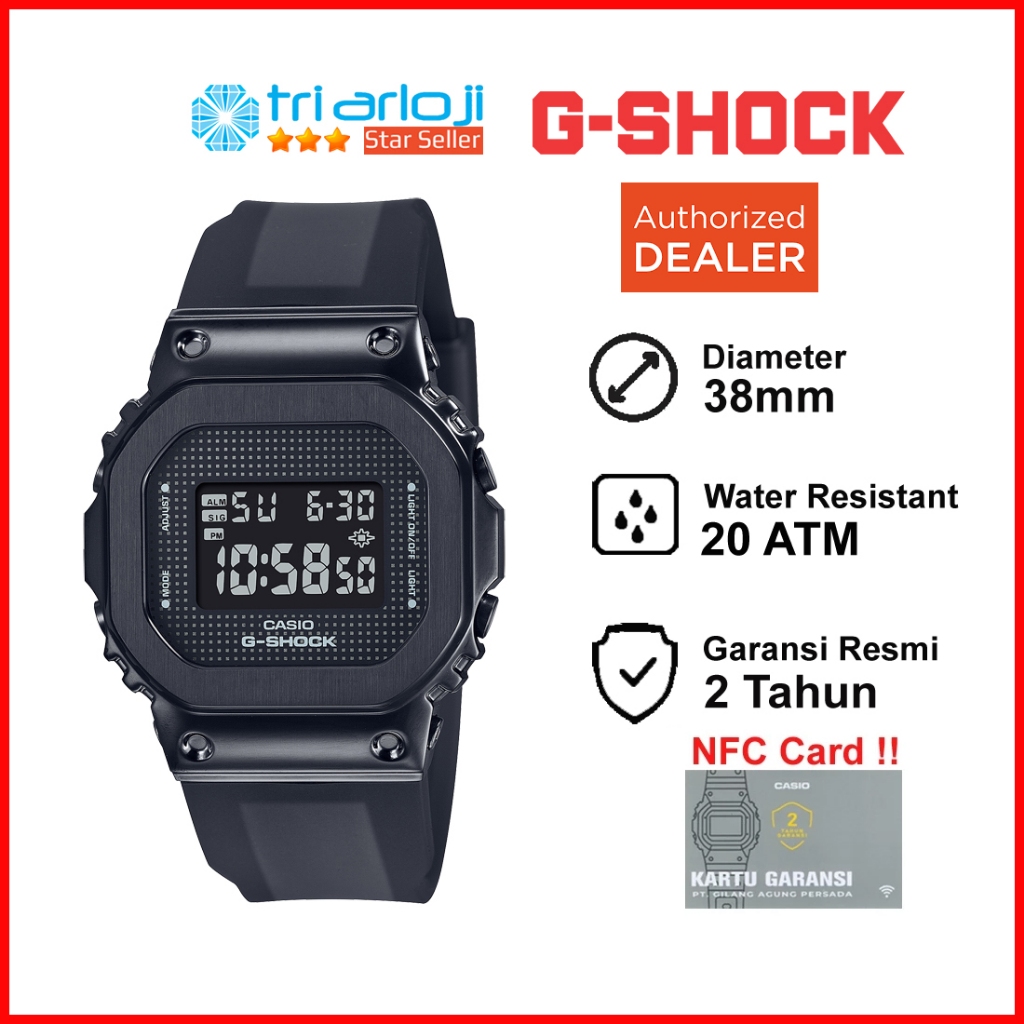 Casio G-SHOCK GM-S5600SB-1DR Jam Tangan Wanita Digital GSHOCK GMS5600 Metal GM-S5600SB-1 GM S5600SB 