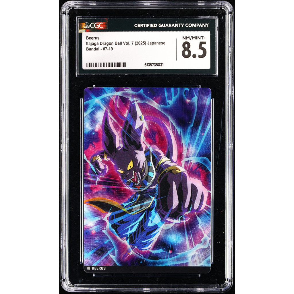 Kartu TCG Dragon Ball 2025 Itajaga JPN Beerus 7-19 Graded CGC 8.5 NM/MINT+