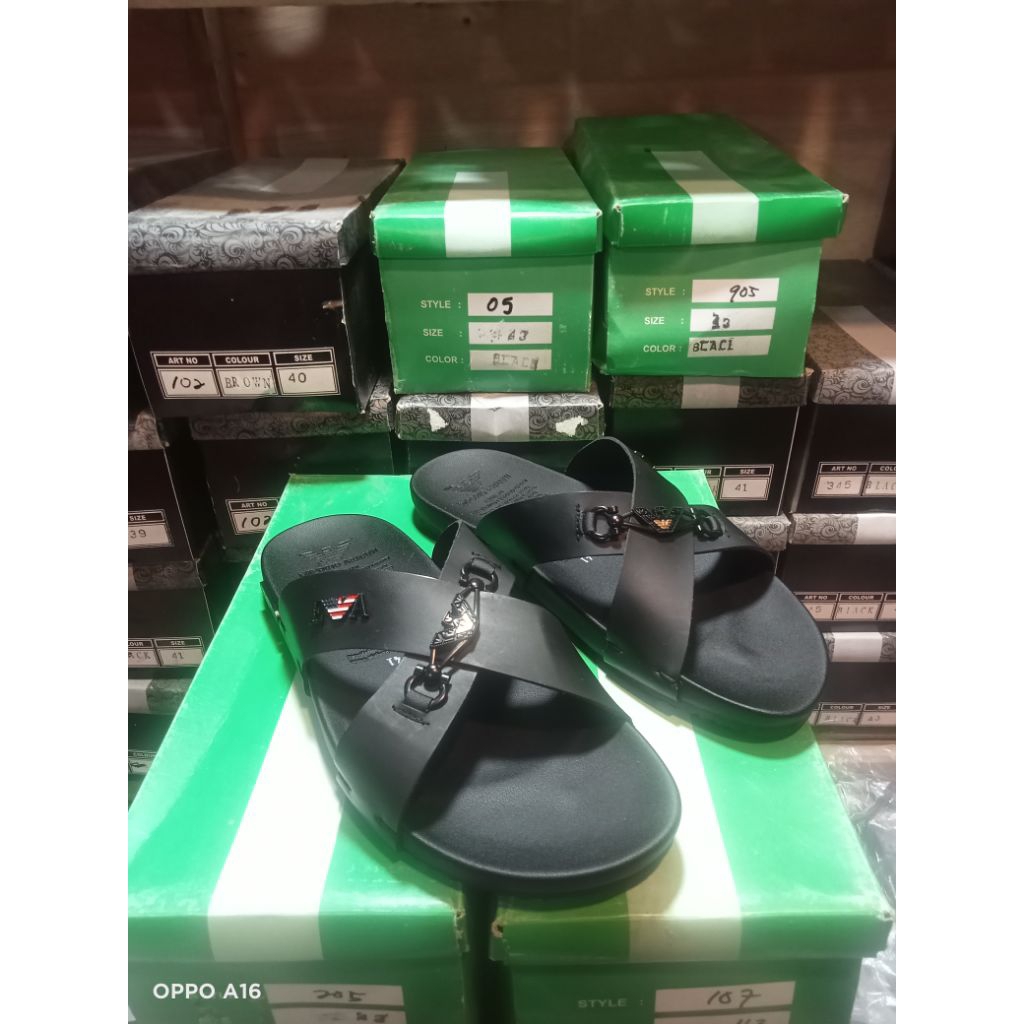 sandal slop pria sendal emporio armani