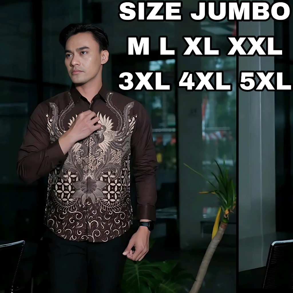 Kemeja Batik Pria Lengan Panjang M-5XL / Kemeja Batik Pria Ukuran Jumbo