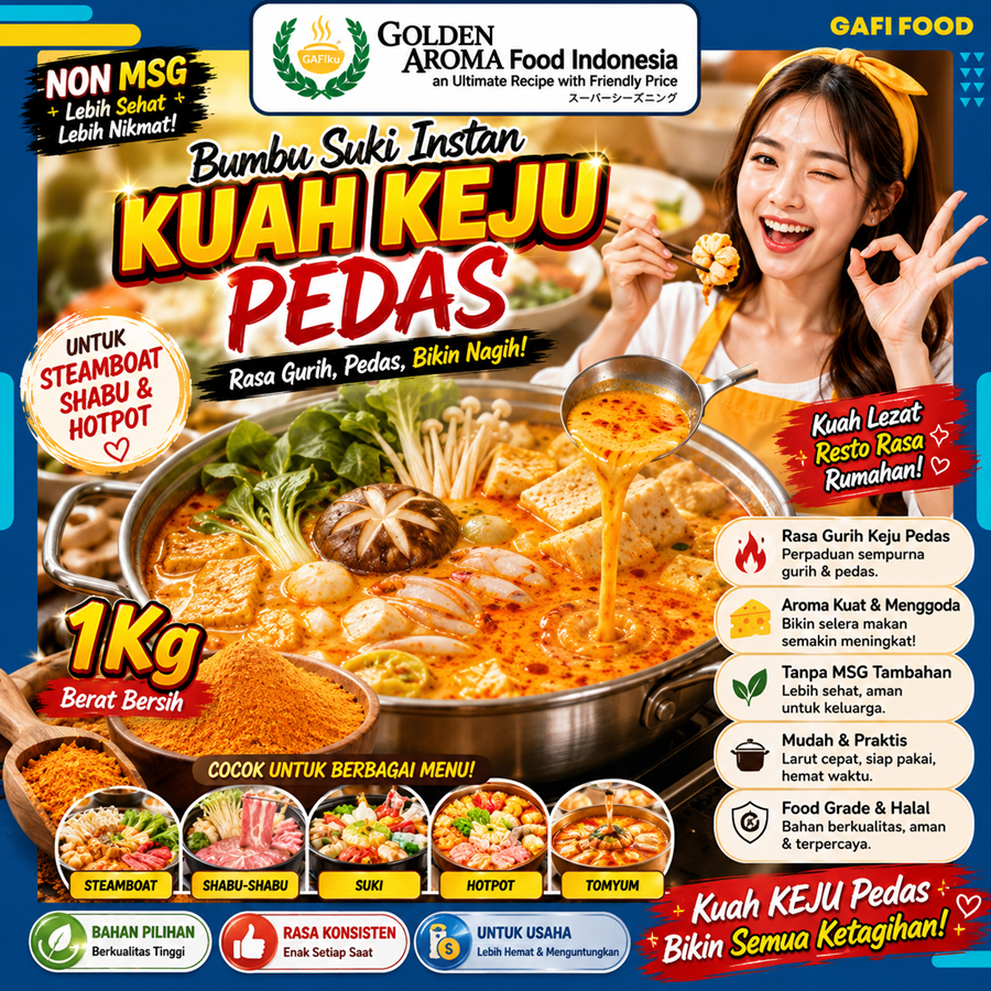 BUMBU SUKI INSTAN Kuah Keju Pedas NON MSG 1 Kg Steamboat Shabu Hotpot Bumbu Instant Tomyum Suki Stea