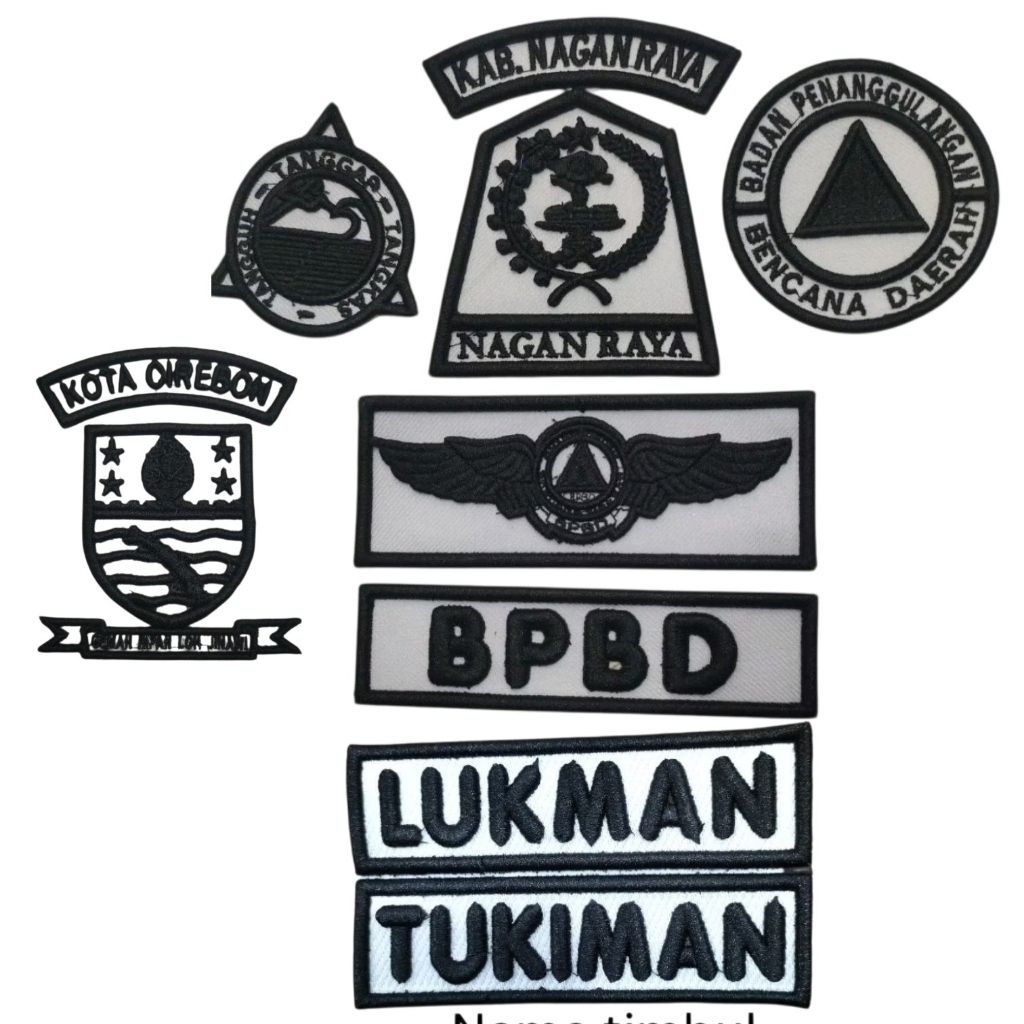 logo bordir bpbd custom satu warna timbul emblem pach terbaru