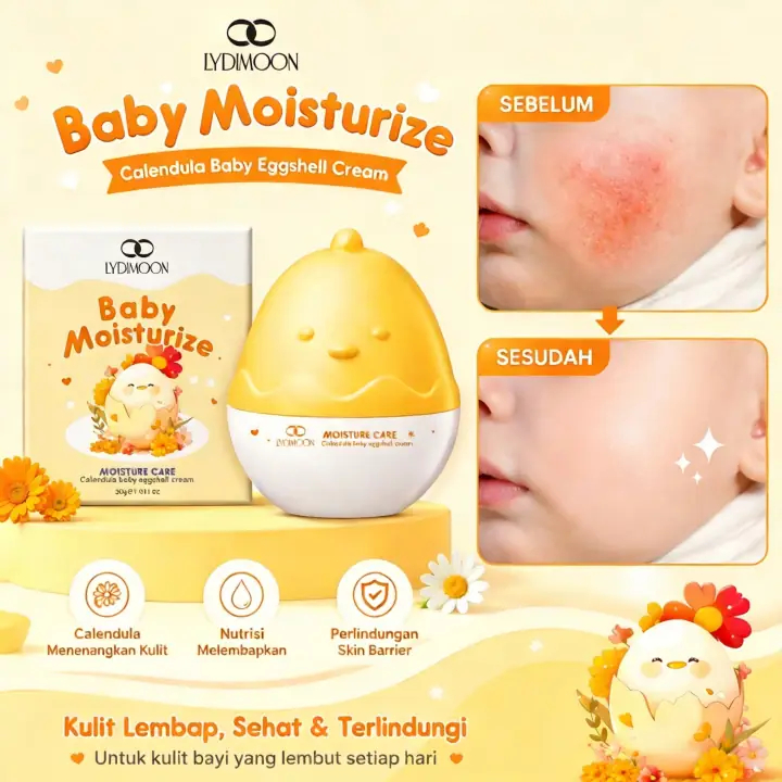 COD LYDIMOON Baby Moisturizer Cream 30g - Krim Wajah Bayi Calendula, Atasi Ruam Kulit Kering & Merah