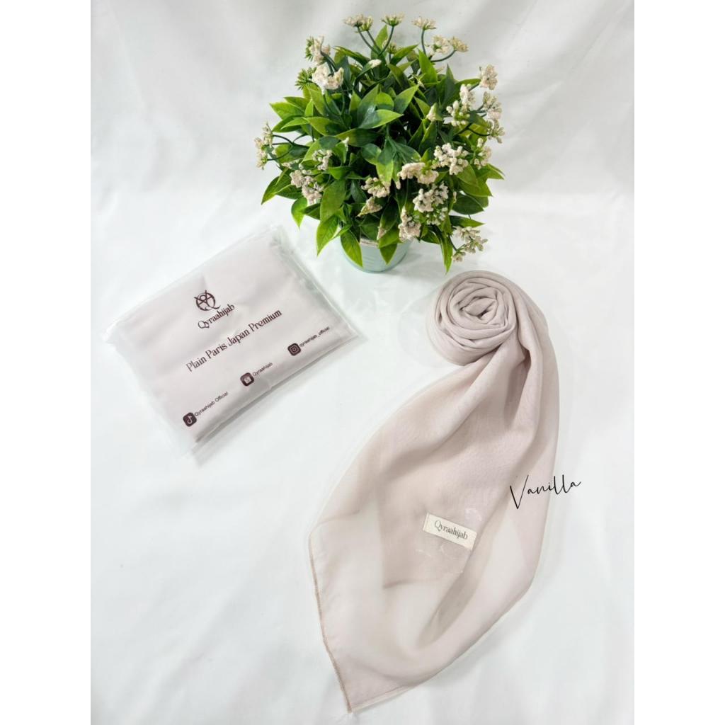 Qyraahijab - HIJAB PARIS JAPAN PREMIUM Warna VANILLA / Jilbab Segiempat Paris Jepang / ukuran 115x11