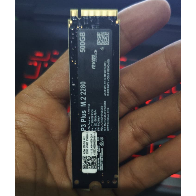 SSD NVMe Crucial P3 Plus 500GB M.2 2280 PCIe Gen4x4 Original | Health 96%