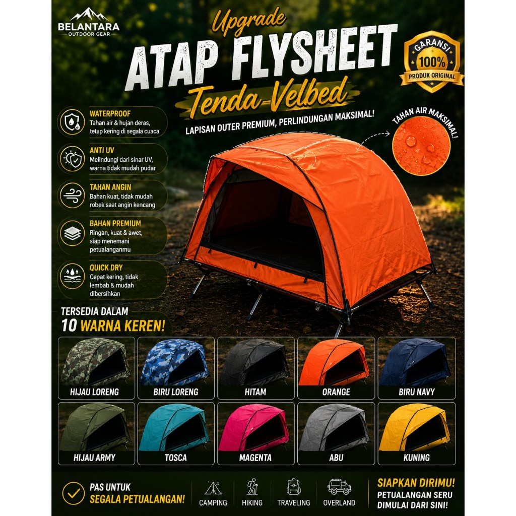 Atap Flysheet Tenda Velbed Double – Perlindungan Maksimal, Tidur Makin Nyaman
