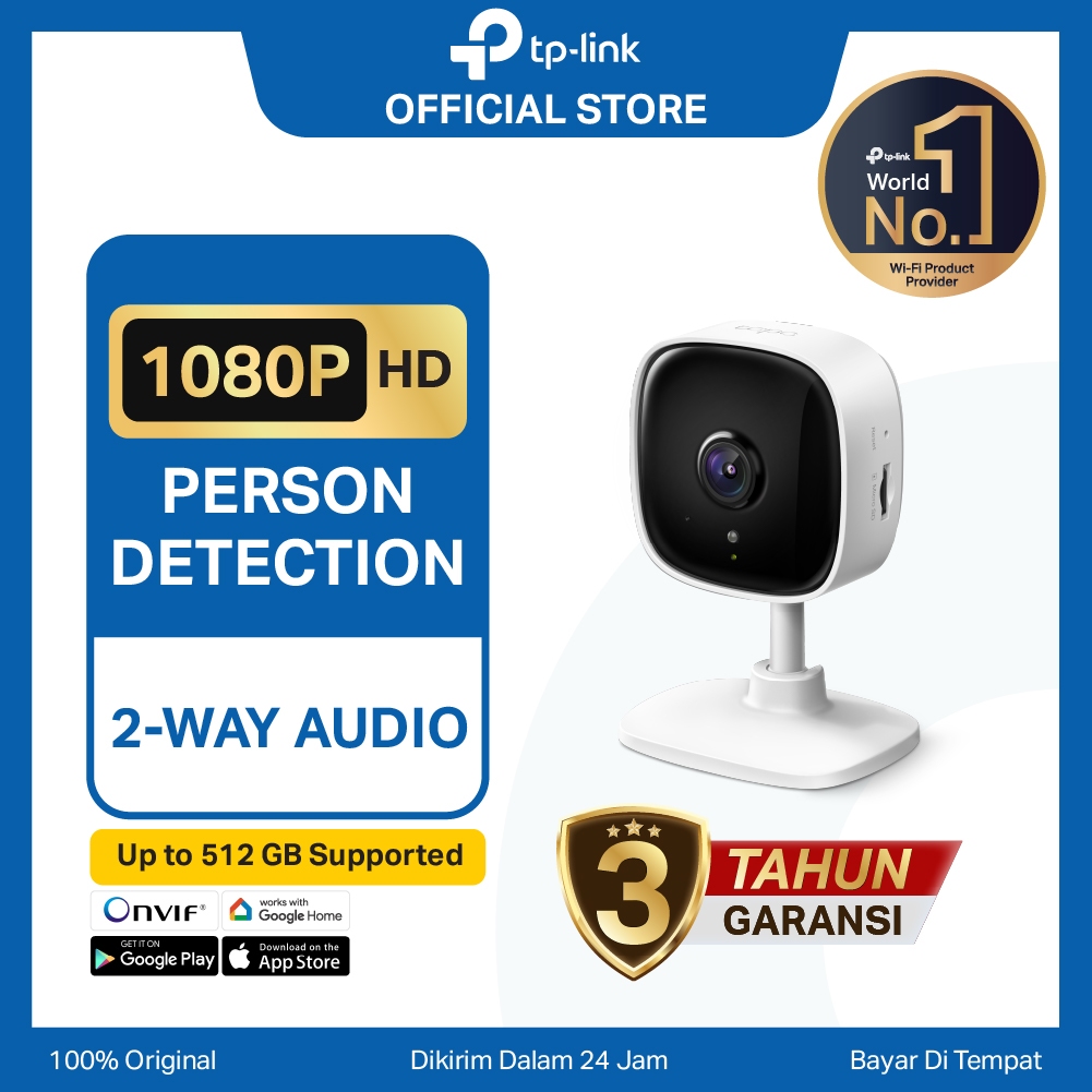 TP-Link Tapo C100 | 1080P Kamera CCTV | IP Camera WiFi | Indoor | HD 2MP Video | SD | Murah Toko