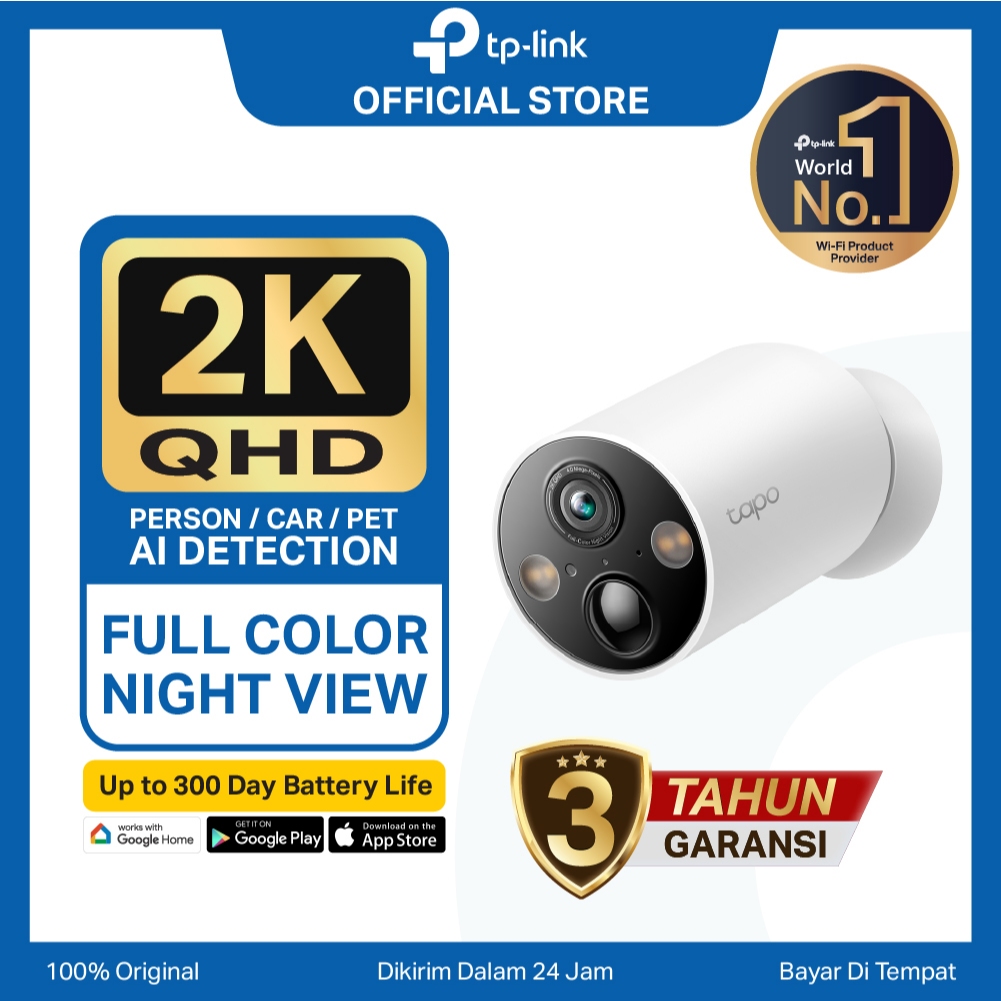 TP-Link | Tapo C425 Kamera CCTV | 4MP | Outdoor WiFi | IP Camera | SD | IP66 | Wireless | Battery