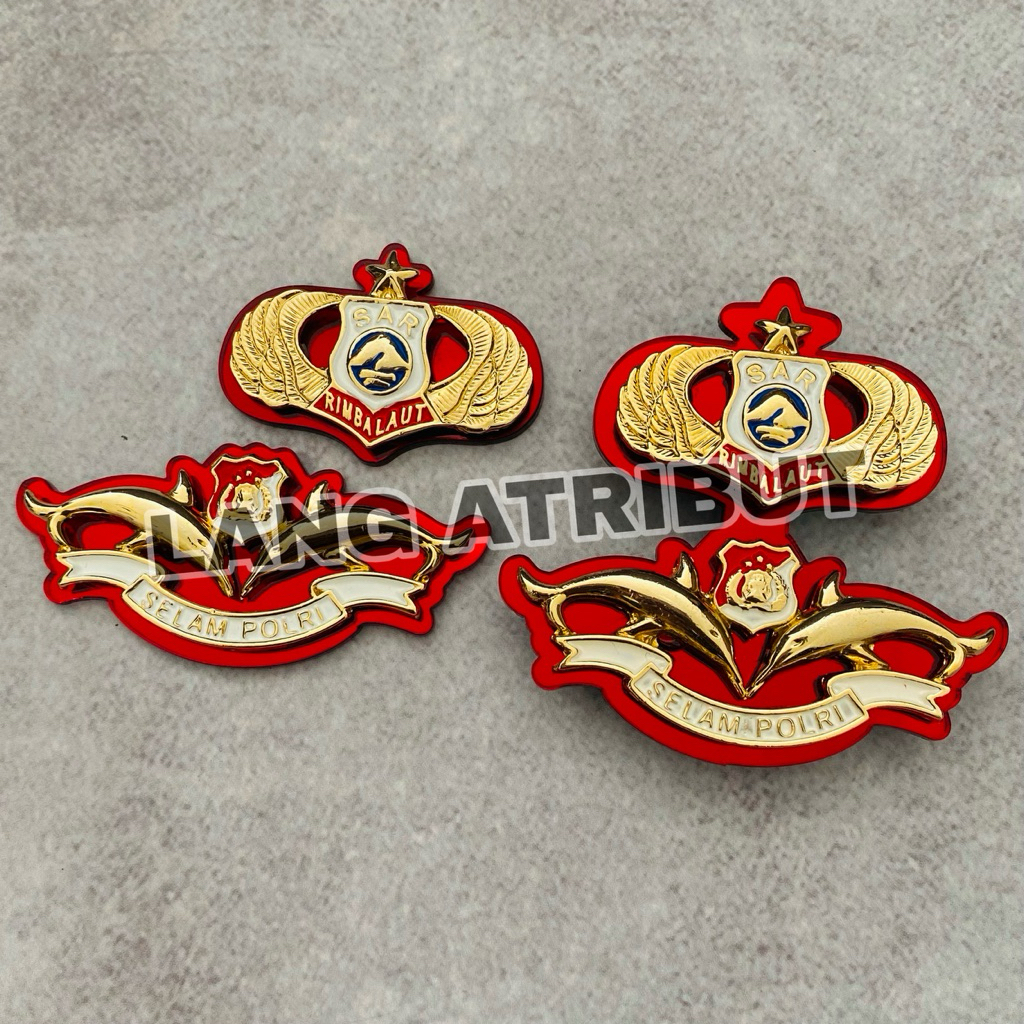 PIN SELAM POLRI / WING SAR POLRI / BREVET SELAM POLRI / BREVET SAR RIMBA LAUT PREMIUM