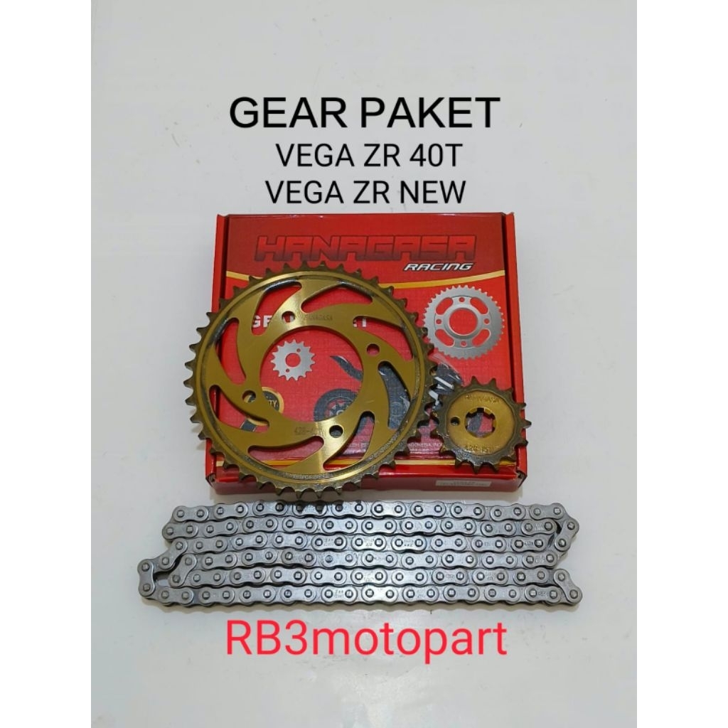 GEAR PAKET GIR SET HANAGASA VEGA ZR VEGAZR NEW 15T-40T / 428H-108L JUPITER Z NEW 2010 VEGA RR HNG