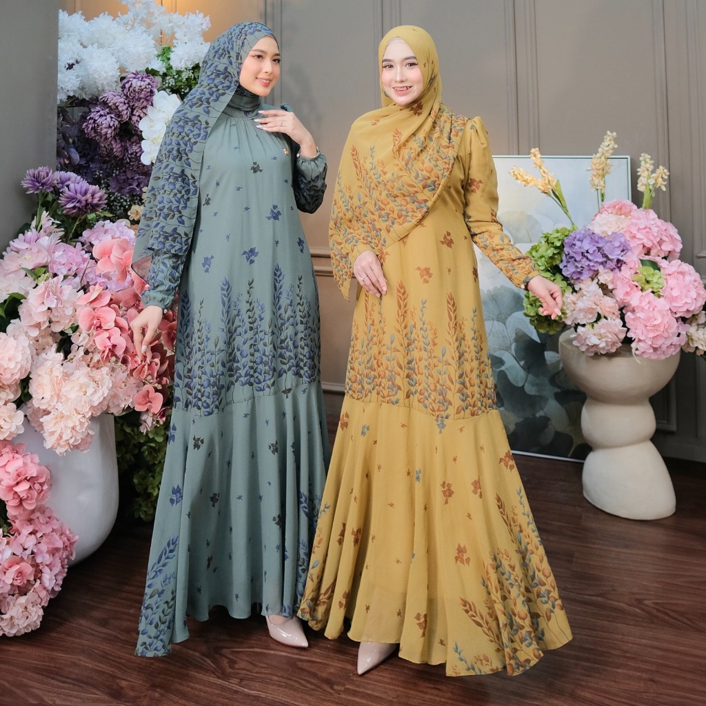 Dumma.id Set Hijab  Roxana Pashmina Ceruty Babydoll Lapis Furing  Gamis Mewah