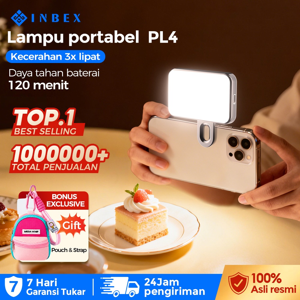 INBEX PL4 PRO  3 Warna Mini Lighting Selfie Lampu Portable LED Light untuk Selfie, dan Fotografi USB