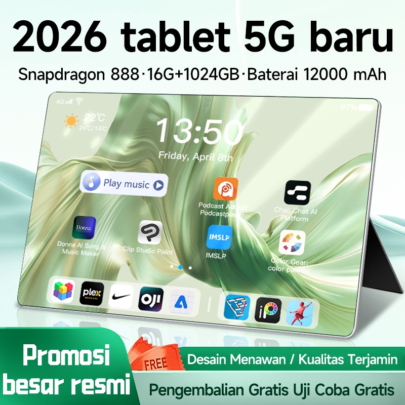 [Barang Baru, Belum Dibuka + Garansi 5 Tahun] Tablet Murah Berkualitas M66 | Memori 1TB Penyimpanan 