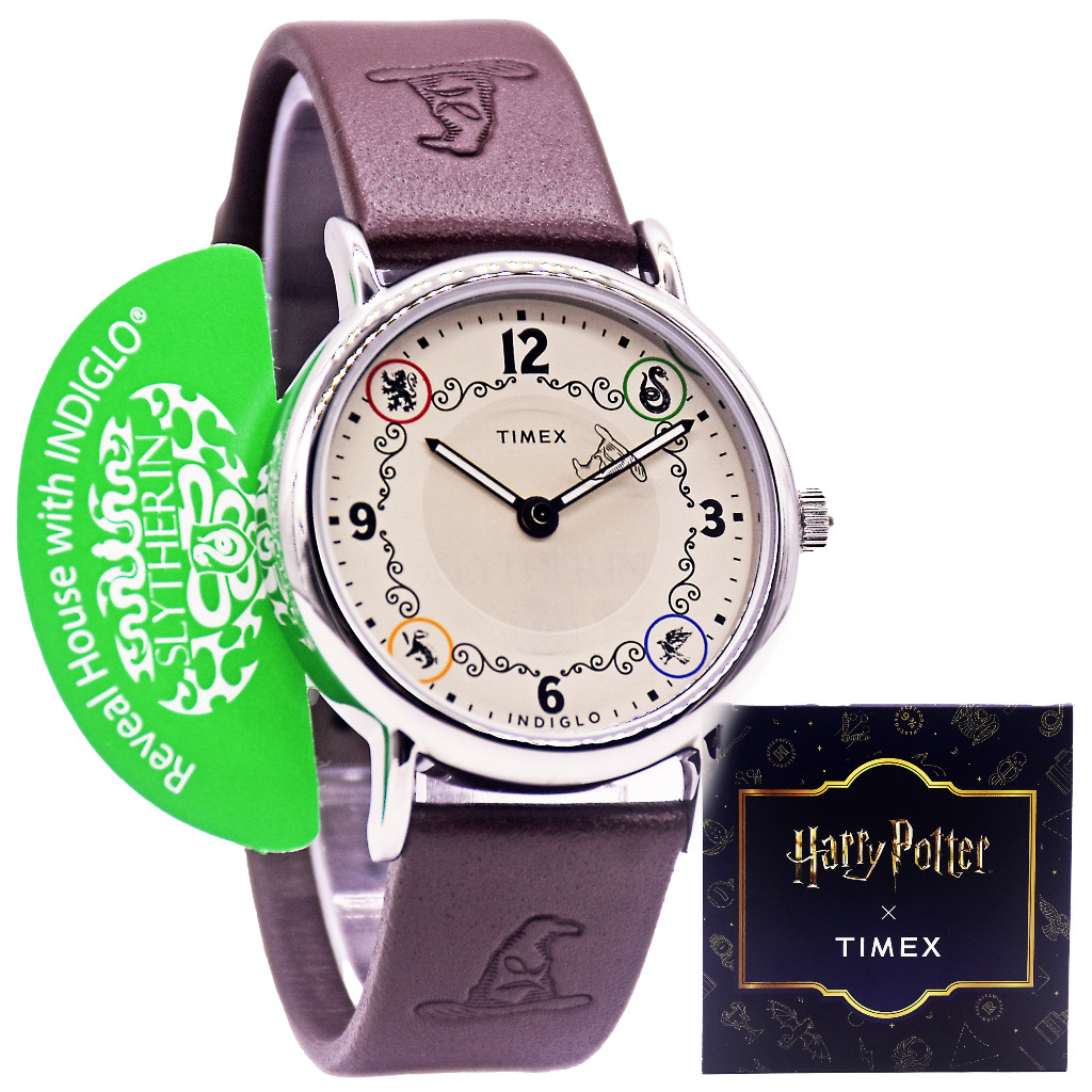 Timex x Harry Potter Weekender Slytherin TW2Y76400 Jam Tangan Unisex Leather Strap Original
