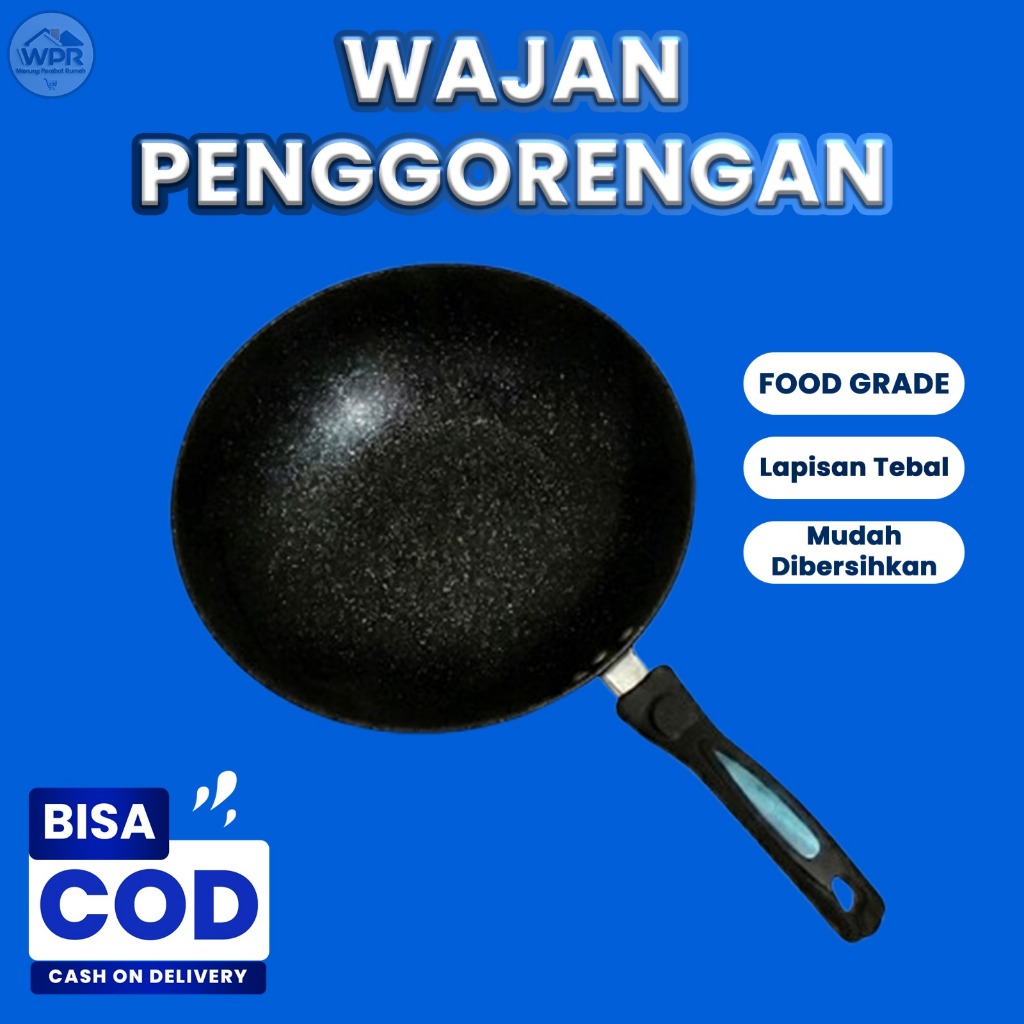 Wajan Penggorengan Motif Granit Anti Lengket 32cm Panci Wok Pan Penggorengan Serbaguna Premium
