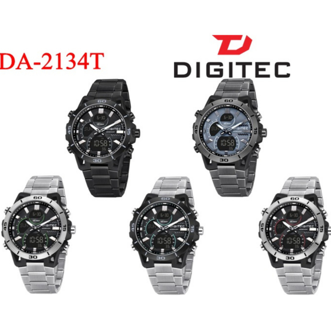 Digitec 2133 Jam Tangan Pria Double Time Stainless Steel Original DIGITEC DA-2133R