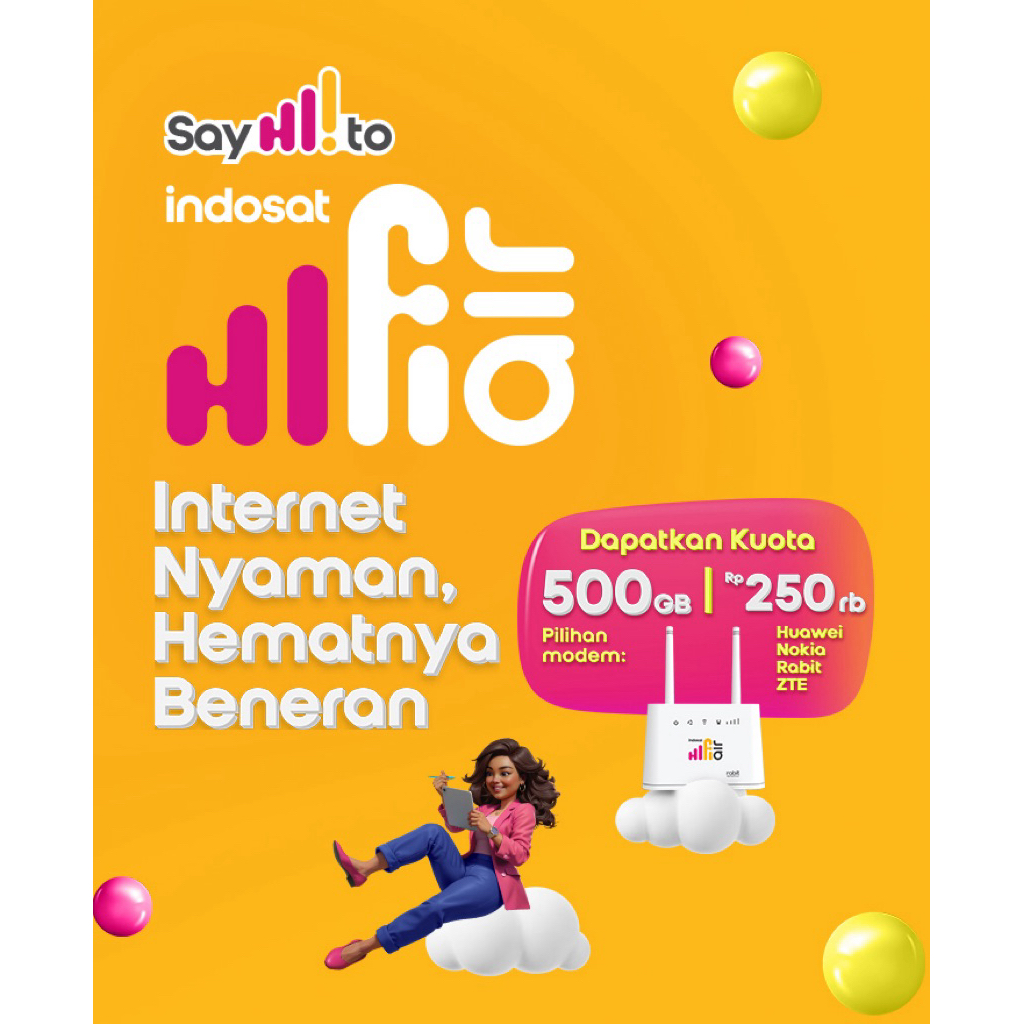 Modem WiFi HiFi Air Indosat HKM0127+ Original | WiFi 6 4G LTE | Support 32 Device | Resmi IOH