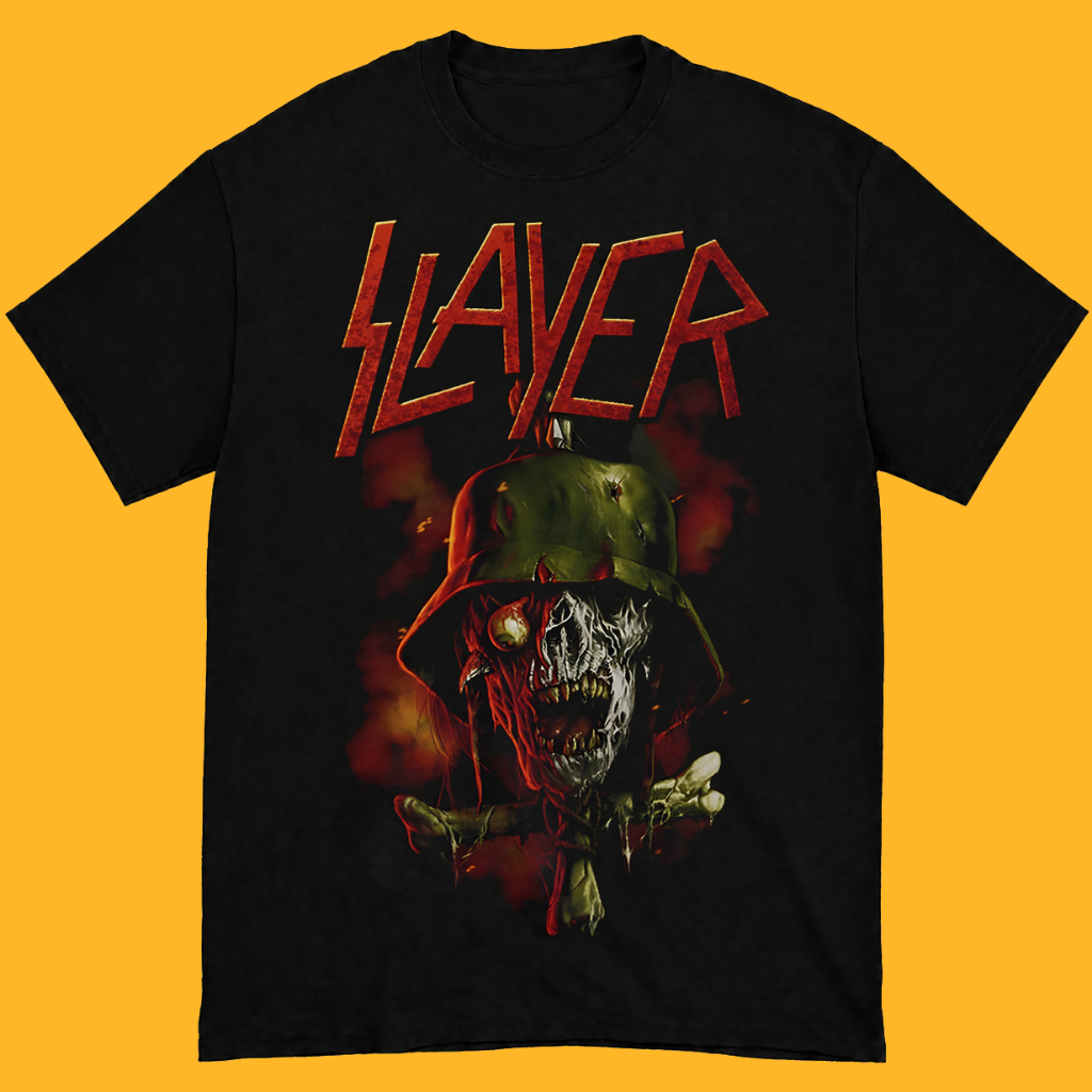 Kaos Band SLAYER Soldier Cross 2014 Dates Vintage Retro - T-Shirt Reguler & Boxy Unisex Baju band Me