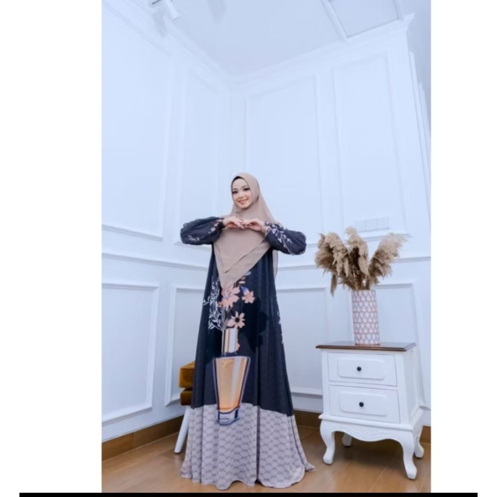 [JOZA CLOTHING] GAMIS SYARI TERBARU / DRESS  BASIC PRINTING " ESHA FLOWER " BY JOZA
