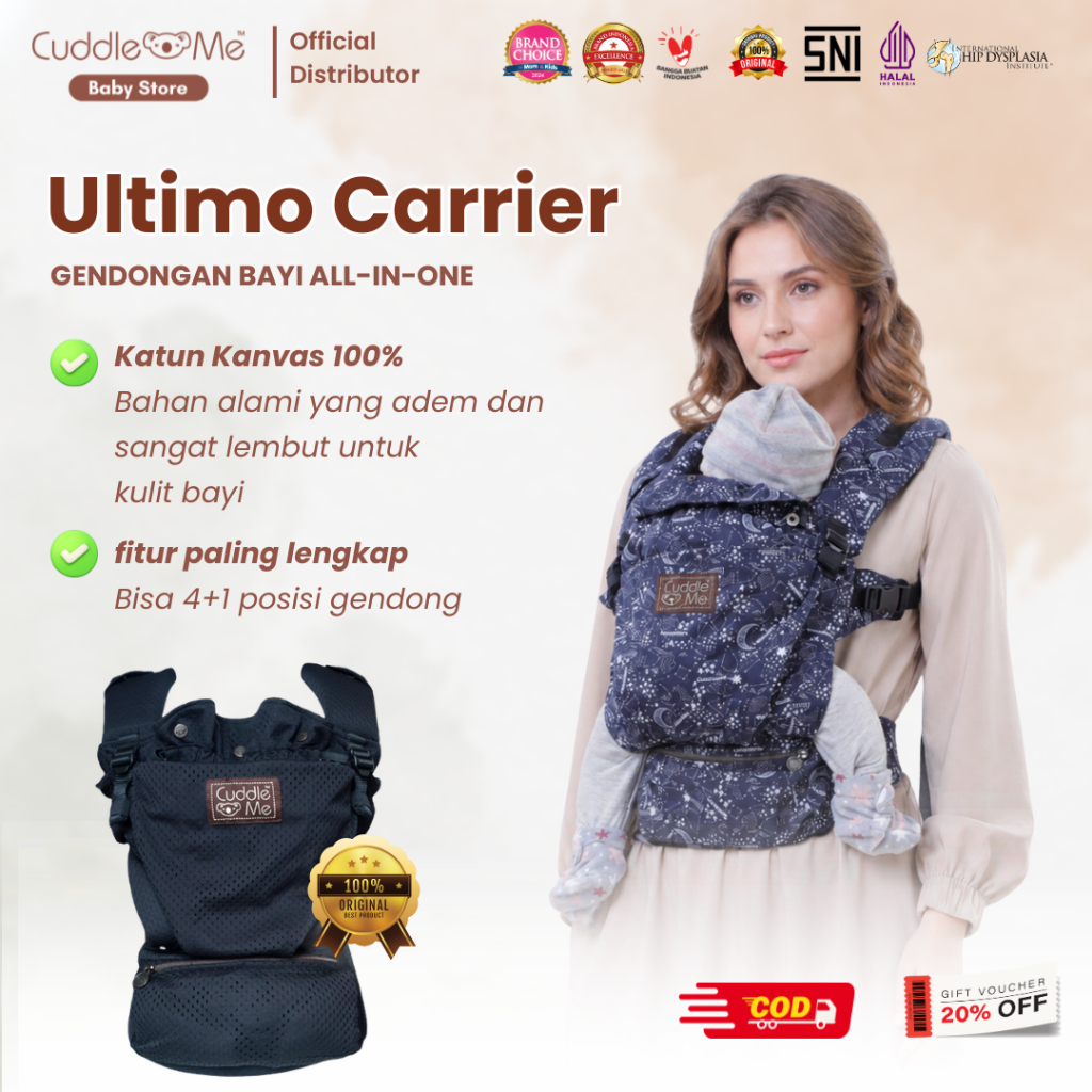 CuddleMe - Ultimo Carrier - Gendongan Bayi - Hipseat New Born Toddler Aero