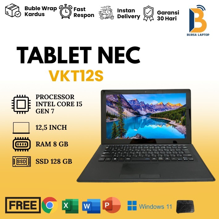 TABLET NEC VKT12S I5 GEN 7 RAM 8GB SSD 128GB SIAP PAKAI