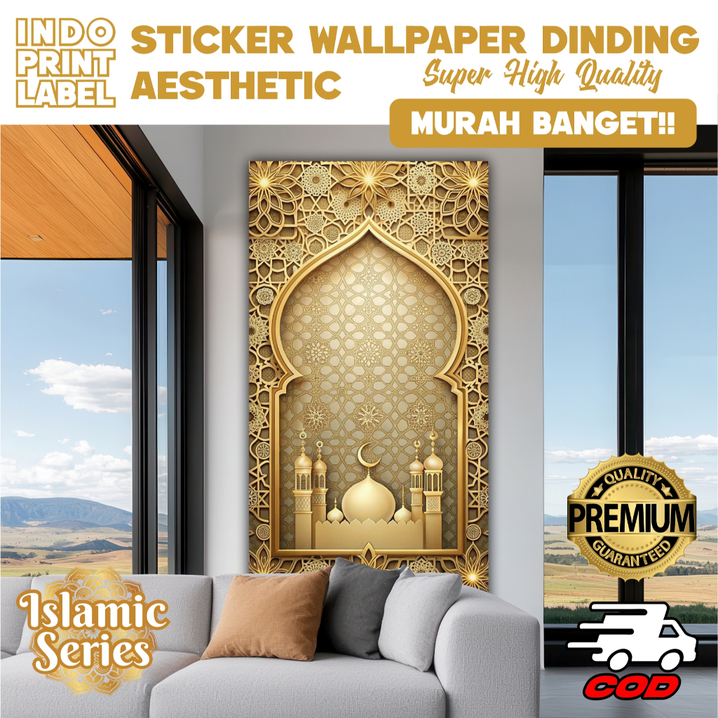 walpaper 3d dinding aestetic Mihrab Musholla Desain Islami Eksklusif - Mudah Dipasang, Tahan Air, Cu