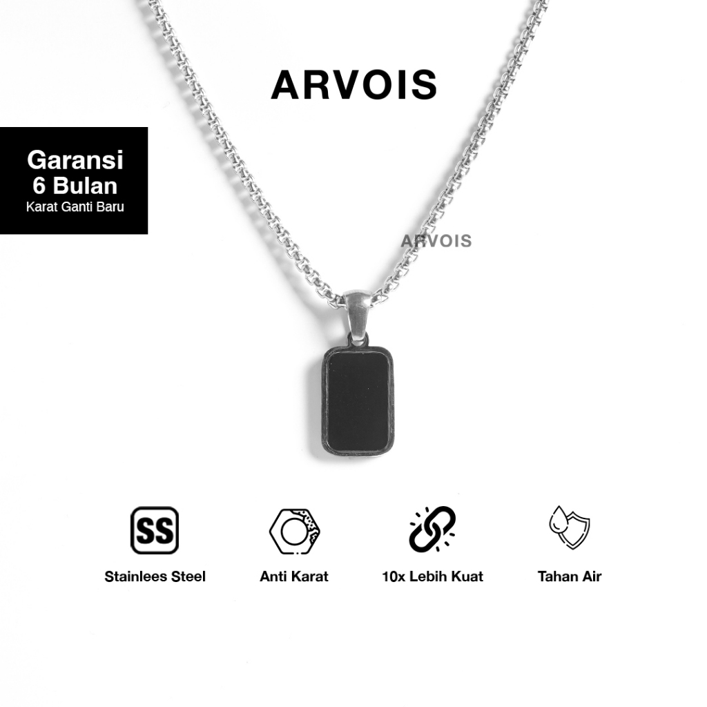 ARVOIS - Kalung Pria Wanita Titanium Anti Karat - Icarus Silver