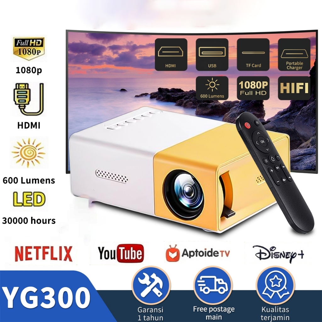 Portable mini YG300 Proyektor HP mini Home Theater Proyektor  LED mini Proyektor