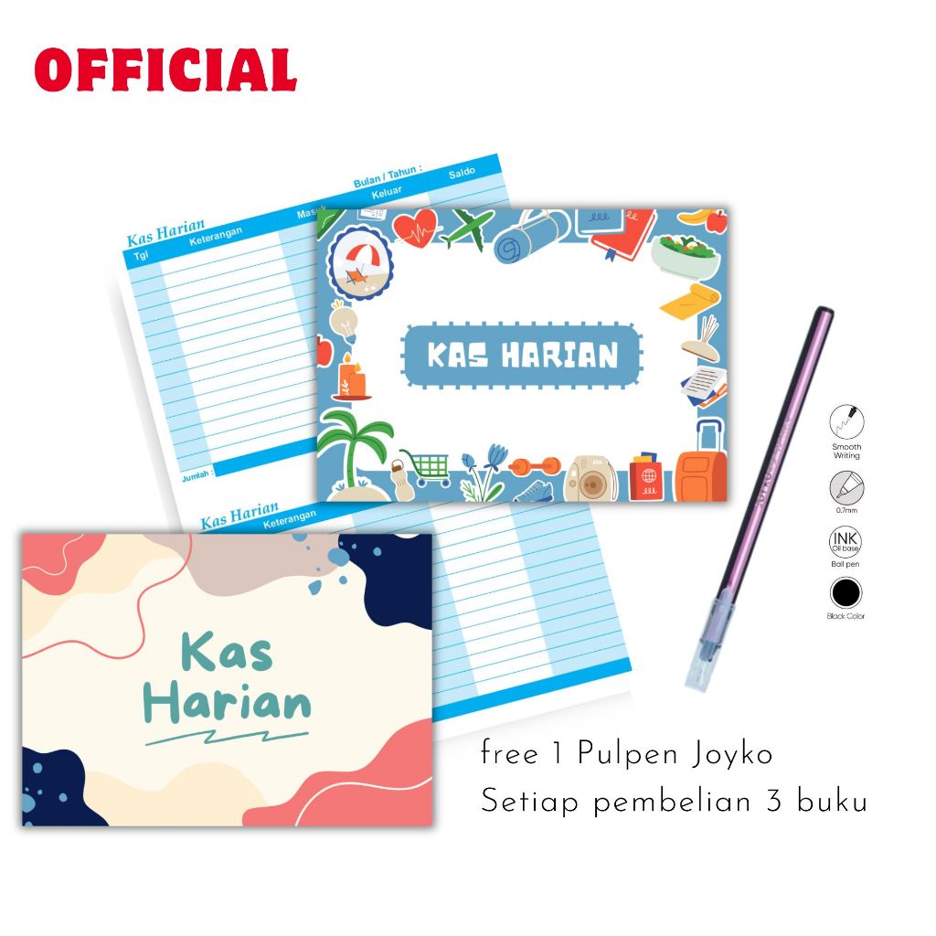 Buku Kas Harian A6 Isi 40 halaman ,buku kas kecil