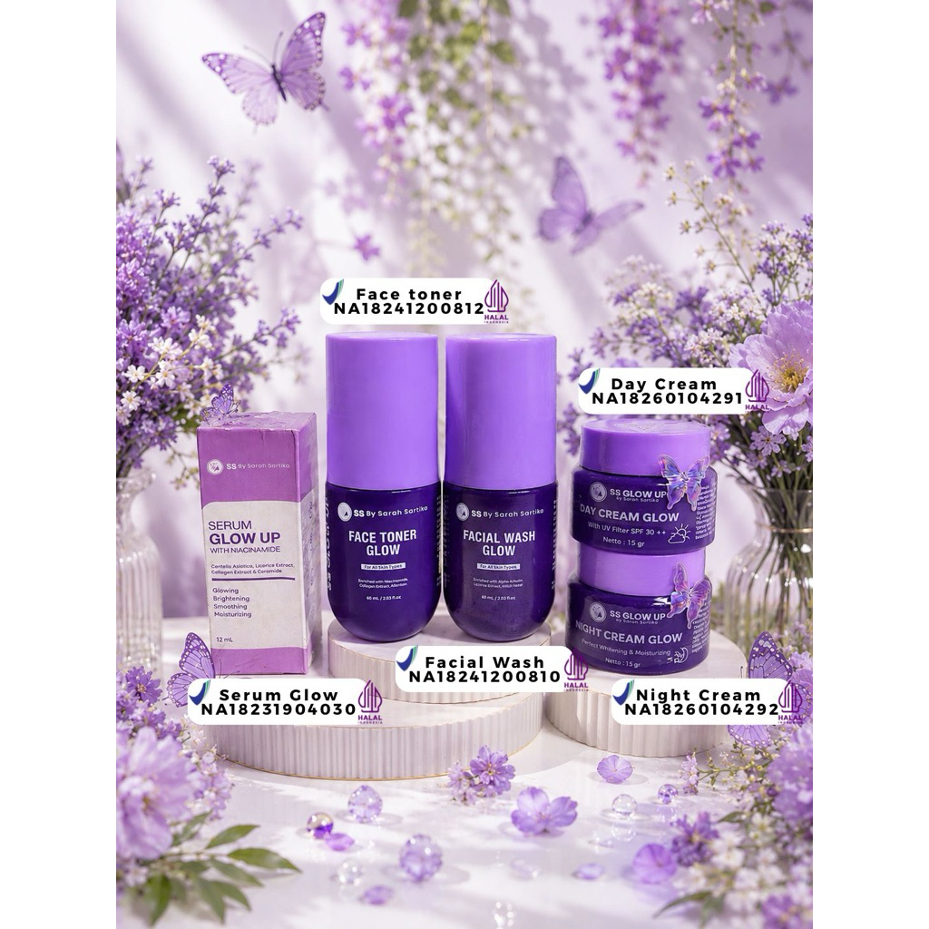 ( FREE Serum & Kapas COD ) Paket Bundling 5in1 GlowUp BPOM + Serum GlowUp by SS Glow Up Sarah Sartik