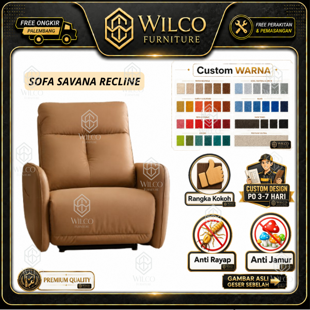 Sofa Savana Recline | Sofa 1 Seater Multifungsi | Sofa Recliner Bahan Kulit