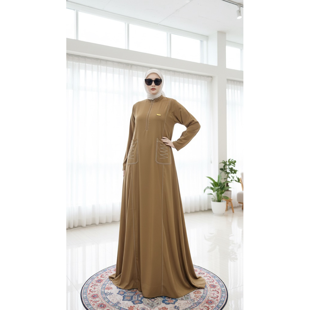 GAMIS ALUNNA ABAYA SUTRA bahan KATUN ROYAL PREMIUM BY FAJAR /FINO COLLECTION