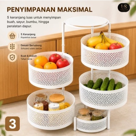 Rak Troli Susun Putar Besi Multifungsi Organizer Modern