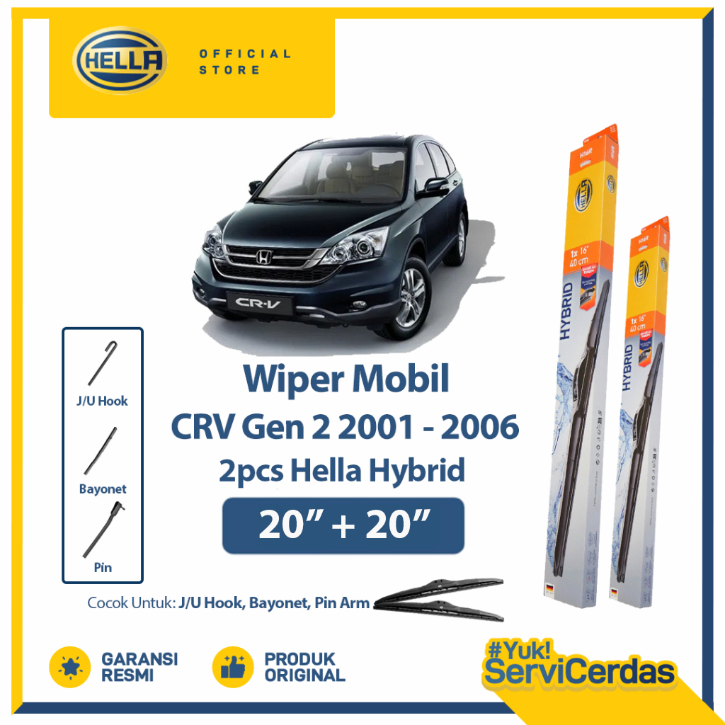Wiper Mobil HONDA CRV Gen 2 2001-2006 20" + 20" (2pcs) - HELLA Hybrid