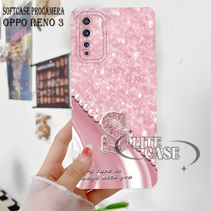 Procamera Oppo Reno 3 4G - Oppo A91 Case Lentur Motif  glitter huruf  Cute Fashion Case Aesthetic