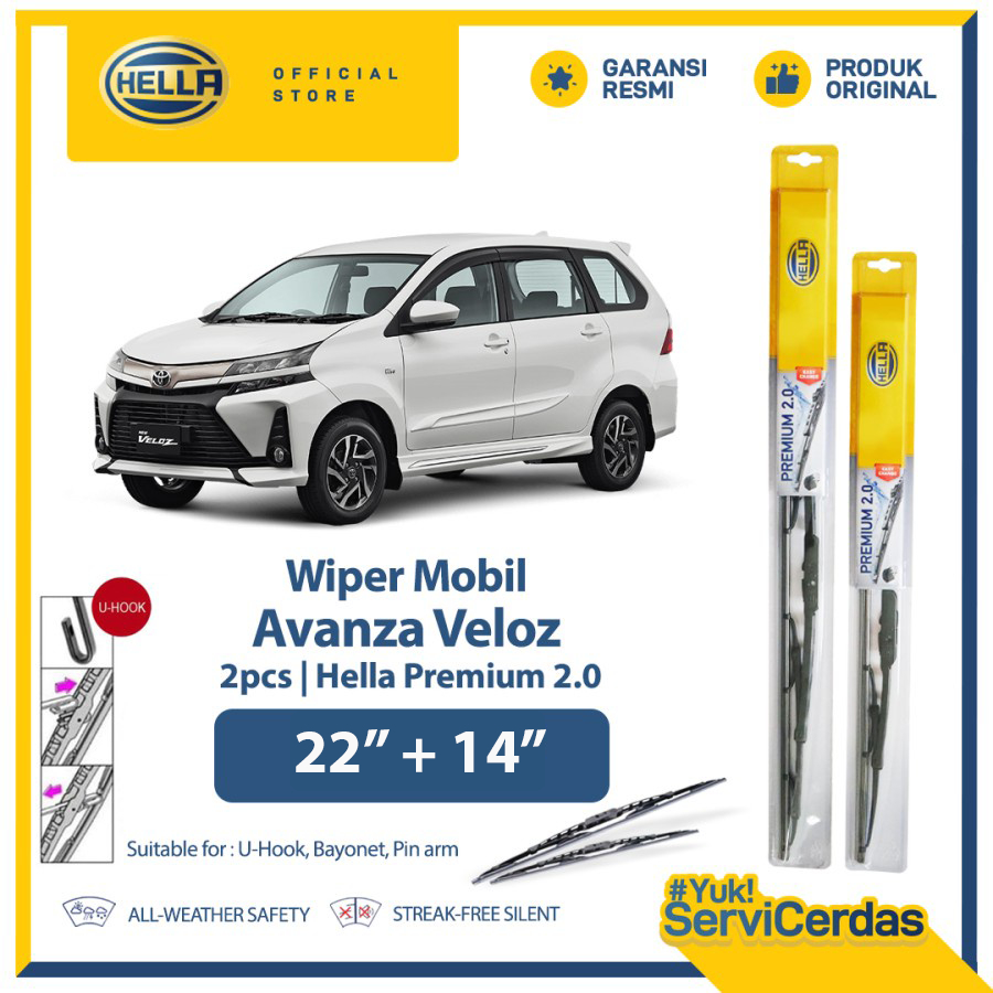 Wiper Mobil TOYOTA Avanza Veloz 22” + 14” (2pcs) - HELLA Premium 2.0